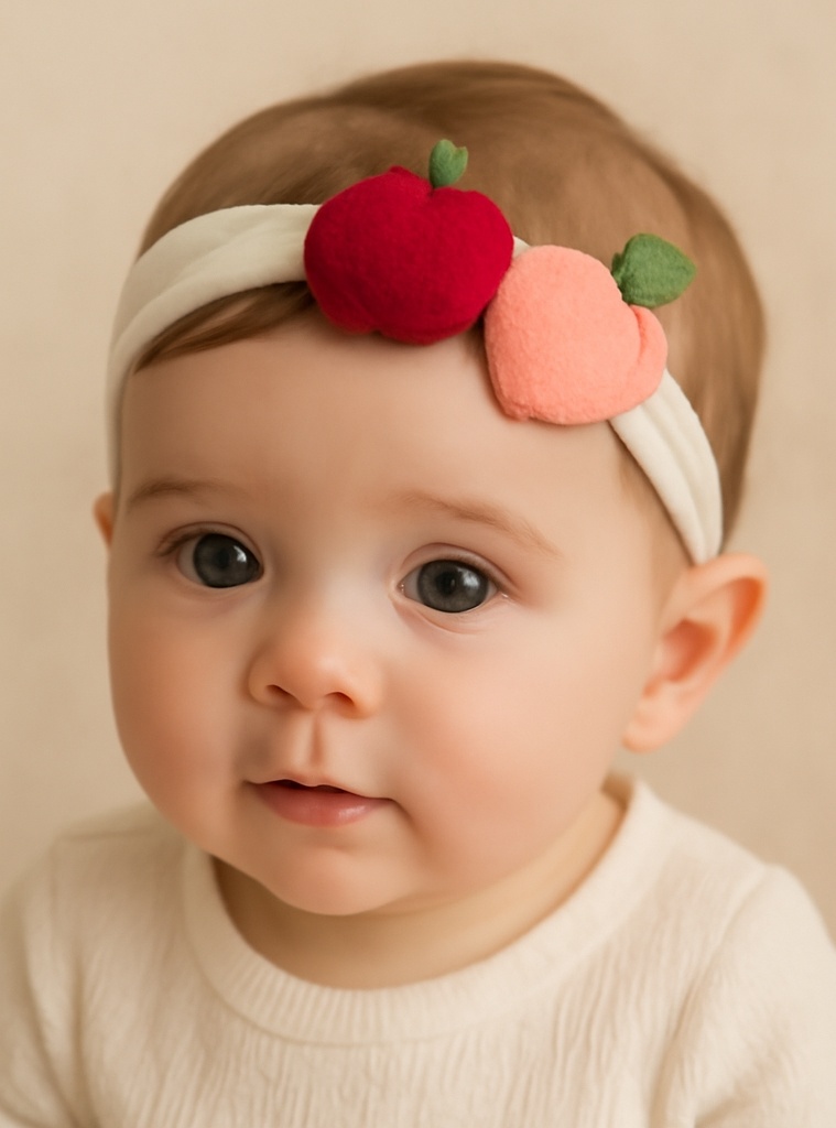 Apple and Peach Fruit Plush Headband for Babies